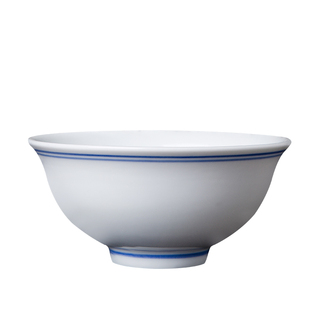 蓝边碗盘菜盘汤盘碟子饭碗面碗汤碗白瓷家用釉下彩中国风老式餐具