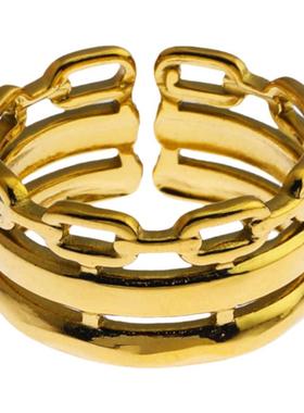 可调节戒指18K镀金欧美轻奢开口