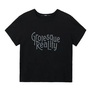 SPELLEDIT新品Reality T恤短袖美式复古字母印花上衣女