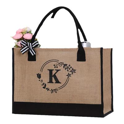 大号购物袋麻布包印花沙滩包礼品手提袋旅行袋大容量麻布袋单肩包