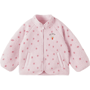 马克珍妮女童兔子波点温暖摇粒绒外套宝宝2025年冬装新款551577