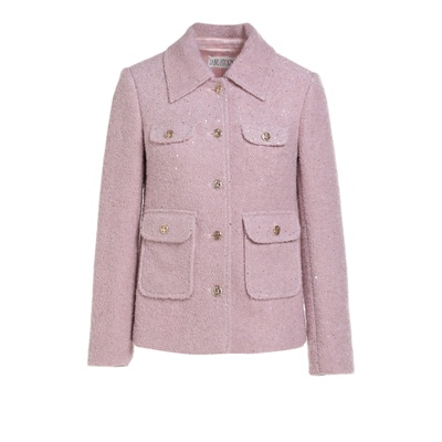 千金风白色毛毛外套含羊毛通勤