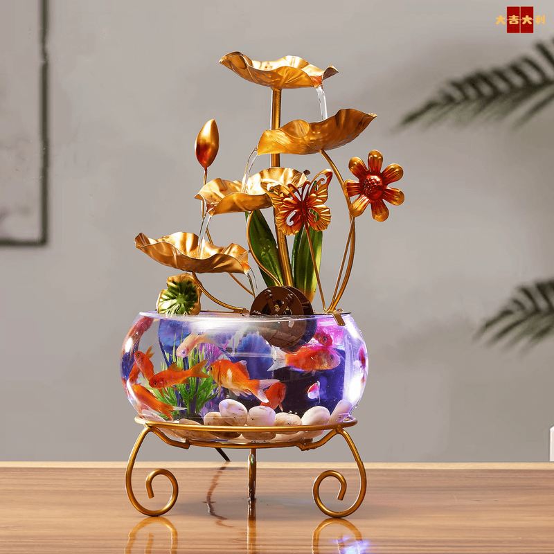 桌面流水摆件办公室茶台收银台清新装饰开业玄关送礼招财高档装饰