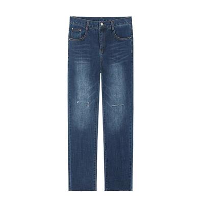 牛仔裤小脚浅蓝色拉链