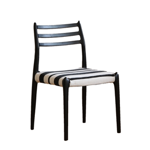 愫墨实木餐椅家用黑胡桃木椅子复古家具绳编椅餐桌椅子北欧书桌椅