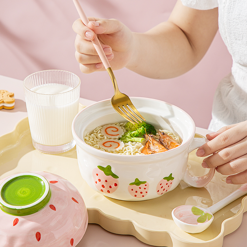 陶瓷带盖瓷碗上班族宿舍用学生饭盒饭碗微波炉加热大容量2023新款