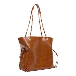 CHARLES&KEITH26夏新品CK2-20782654大容量抽绳链条托特包福袋包