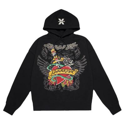 XTATTOO首爱心烫钻印连帽卫衣