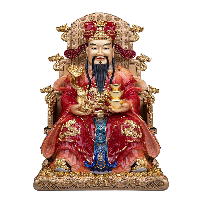 汉白玉九龙椅财神佛像招财摆件