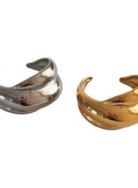 DASEIN ACC欧美夏日时髦个性易出片设计款缠绕开口半月状钛钢戒指