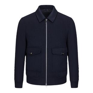 Alfieri艾法利秋冬保暖双面呢全绵羊毛休闲外套男士翻领拉链夹克