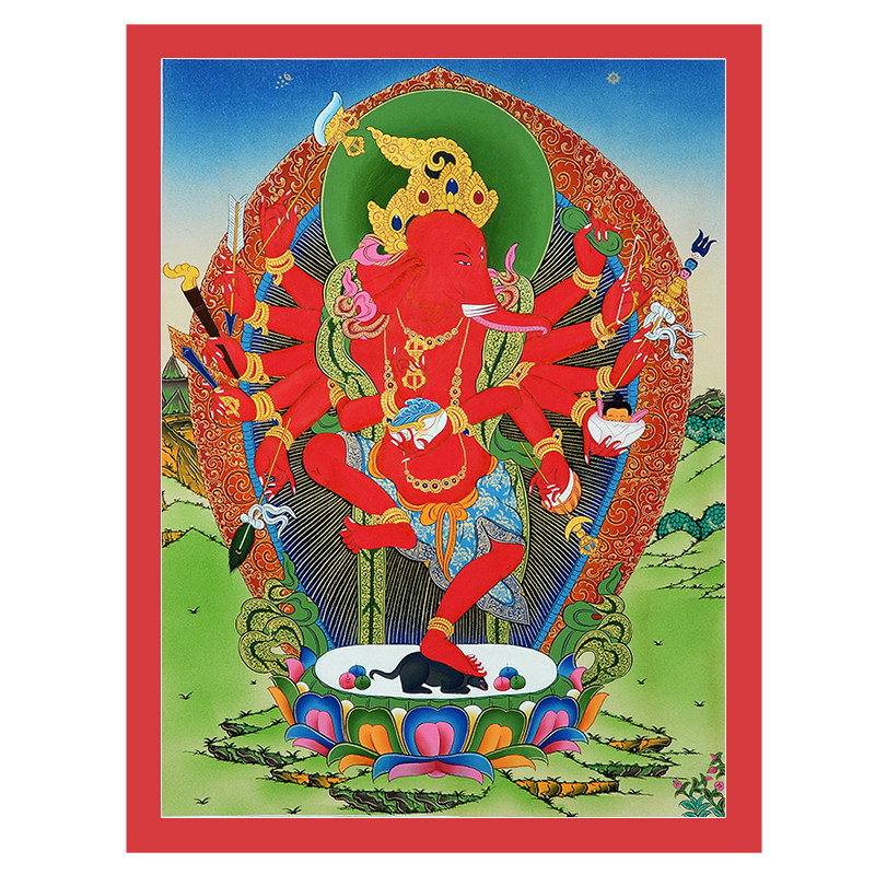 欧斯特象鼻财神唐卡装饰画