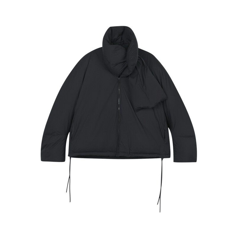 LESS宽松围裹式白鸭绒羽绒服女冬短款休闲黑抽绳面包服2O0C12050