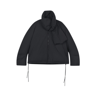 LESS宽松围裹式白鸭绒羽绒服女冬短款休闲黑抽绳面包服2O0C12050