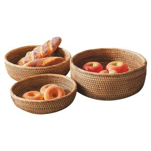 藤编收纳筐水果篮家用馒头筐竹编面包筐馍筐零食野餐篮筐手编篮子