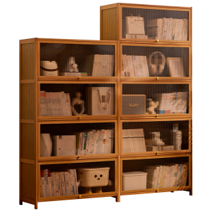 组合书柜子多功能家用落地书架客厅实木置物架多层储物儿童大书橱