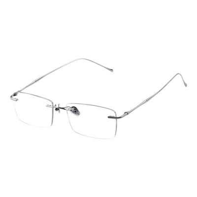 超轻纯钛方形商务无框近视眼镜框