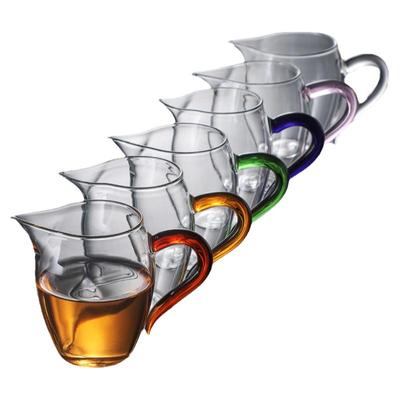 创意加厚公道杯玻璃彩把日式分茶器耐高温茶海高档茶道配件