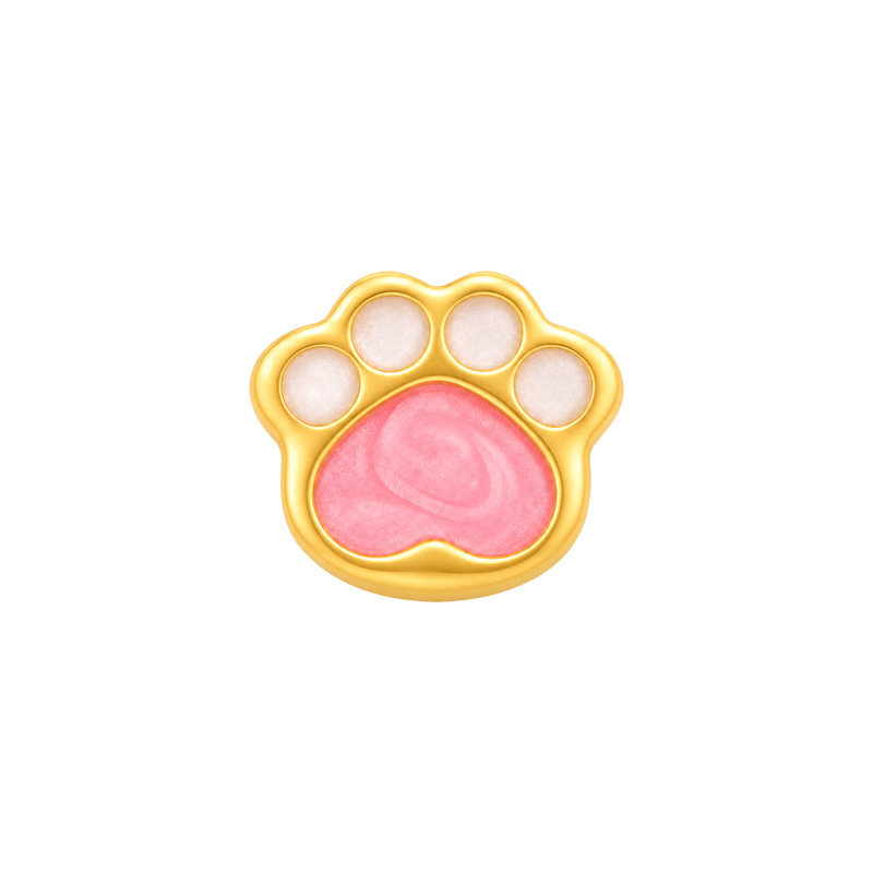 千年珠宝黄金转运珠女足金999猫爪金珠猫咪diy黄金手链新款送礼