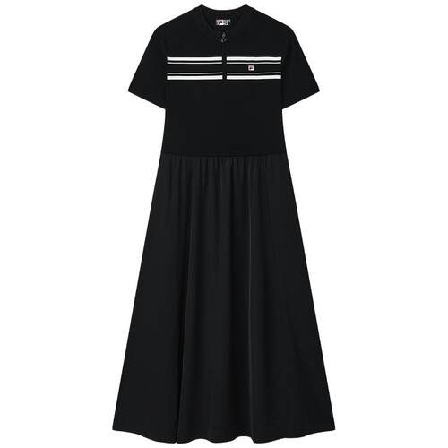 FILA 斐乐官方女子连衣裙2025夏新款时尚休闲简约修身短袖连身裙