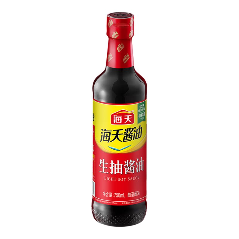 海天生抽酱油750ml大瓶装烧烤烹饪调味组合炒菜凉拌酿造酱油实惠