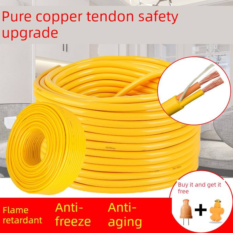 户外电源线纯铜牛筋电缆2芯插排插座延长线5米10米20米防水防冻线