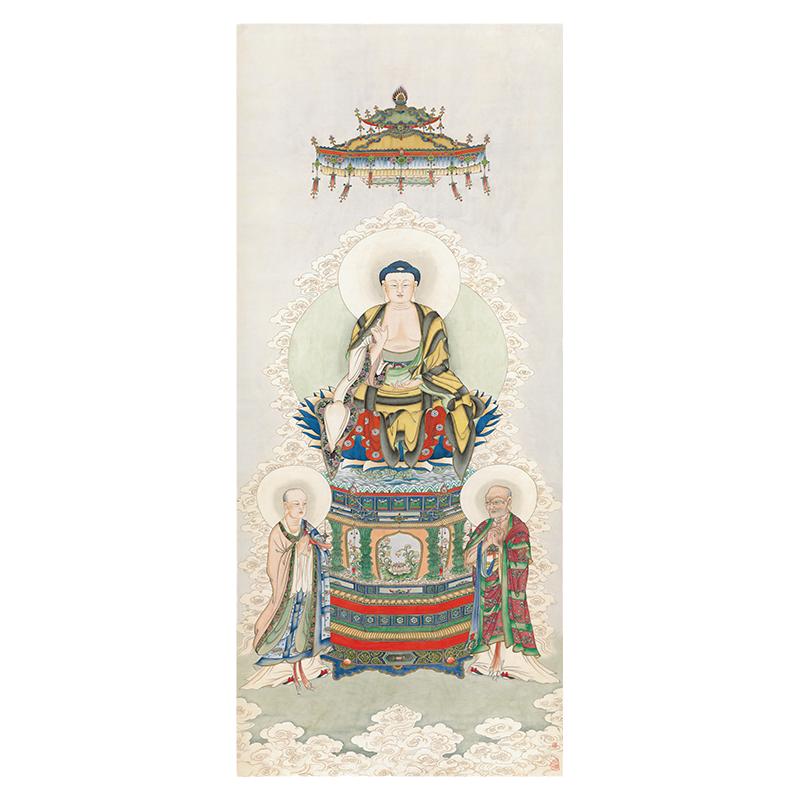 夏荆山西方三圣063号竖幅佛画
