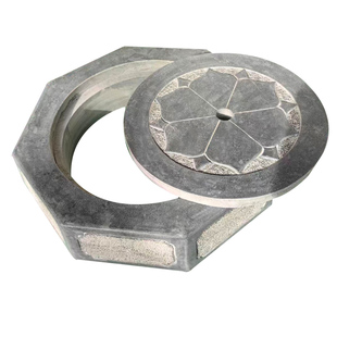 石雕井口井圈井盖八角形莲花纹圆形底座装饰摆件手工精雕刻工艺品