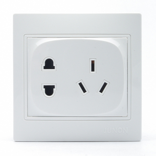 俊朗弧面开关插座junon曲韵珍珠白五孔一二三四双开弧形弧度曲面