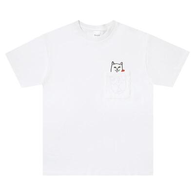 潮牌RIPNDIP经典玫瑰口袋猫短袖