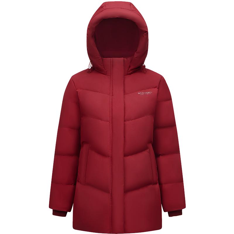 波司登奥莱妈妈装女冬季休闲保暖外套百搭连帽加厚羽绒服