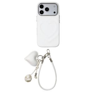 kaia简约chic纯色波漾爱心适用苹果18promax手机壳iphone17pro新款16带挂绳15女18pm全包17pro皮质防摔手机套
