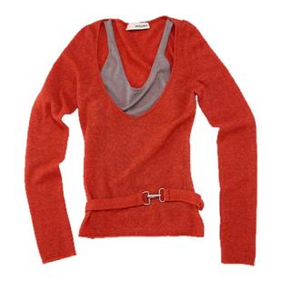 【明星同款】MEDIUM WELL 2025秋季新款假两件钩扣羊毛针织上衣女