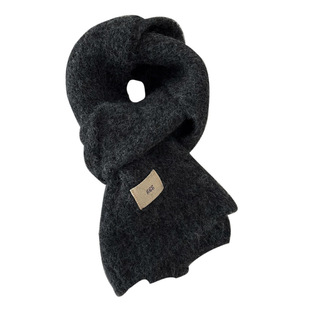 网红ggg字母马海毛夹花含羊毛围巾女冬厚款保暖毛茸针织毛线围脖