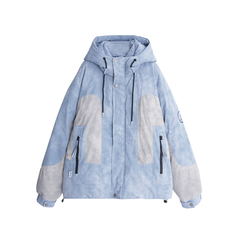 潮牌工装撞色连帽棉衣棉服外套