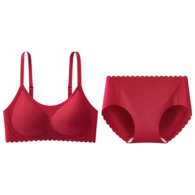 清仓S.LAPERLA红色本命年无痕文胸内裤套装女聚拢小胸内衣礼盒装
