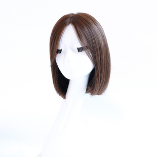 假发全头套女秦岚一刀切自然短发真发发套遮白发帽子头发一体夏天