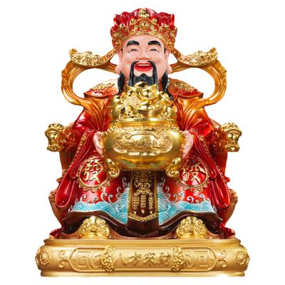 2026年新款仿铜彩文财神爷摆件家用请财神像佛像招财供奉客厅拜神