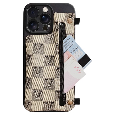 创意大V零钱包手机壳斜挎背绳子