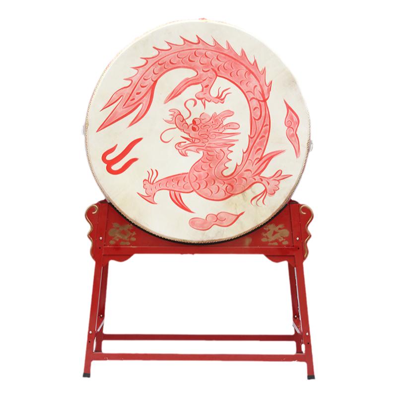 牛皮寺院威风演出节日大红战鼓
