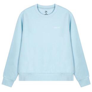 安踏蓝色卫衣女长袖t恤春秋季新款圆领简约薄款打底衫运动上衣女