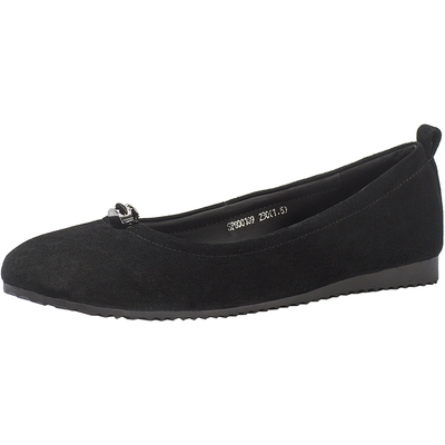 CDF女鞋2025春季新款舒适平底绒面通勤鞋百搭真皮简约浅口女单鞋