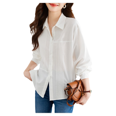 直筒通勤单排扣长袖衬衫