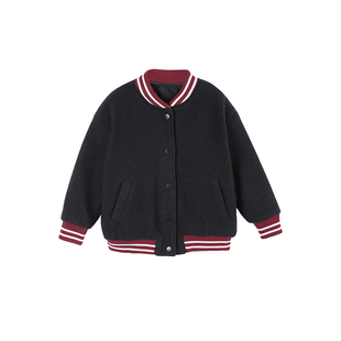 LEOHAPPY女童外套2025新款冬加厚儿童棒球服羊毛呢中大童棉服上衣