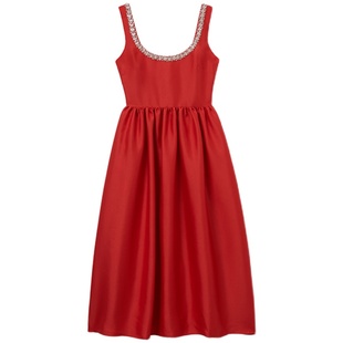 【Jisoo智秀同款】self-portrait春夏红色晚宴礼服吊带公主连衣裙