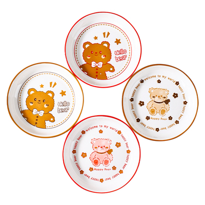 陶瓷卡通款小熊米饭碗家用餐具高颜值菜盘釉下彩陶瓷碗盘餐具