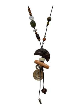 新中式月牙天然石项链女民族风