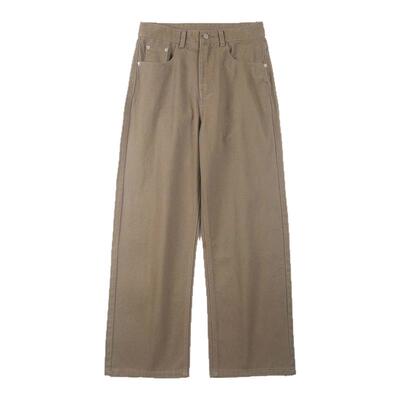 98SQUID 简约纯色高级感休闲裤男女新款美式复古宽松直筒长裤子潮