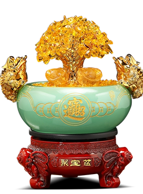 招财发财树聚宝盆摆件店铺开业礼