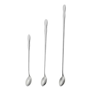 不锈钢特长柄搅拌勺32cm葫芦形冰勺加长叉勺圆勺咖啡勺甜品小勺